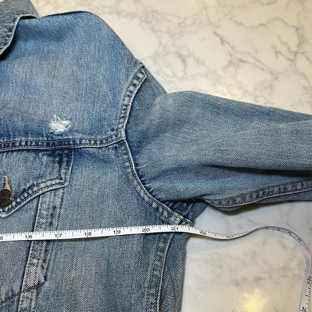 Able The Merly Denim Jacket Distressed Blue Relaxed Fit XXL Womens - Picture 5 of 7